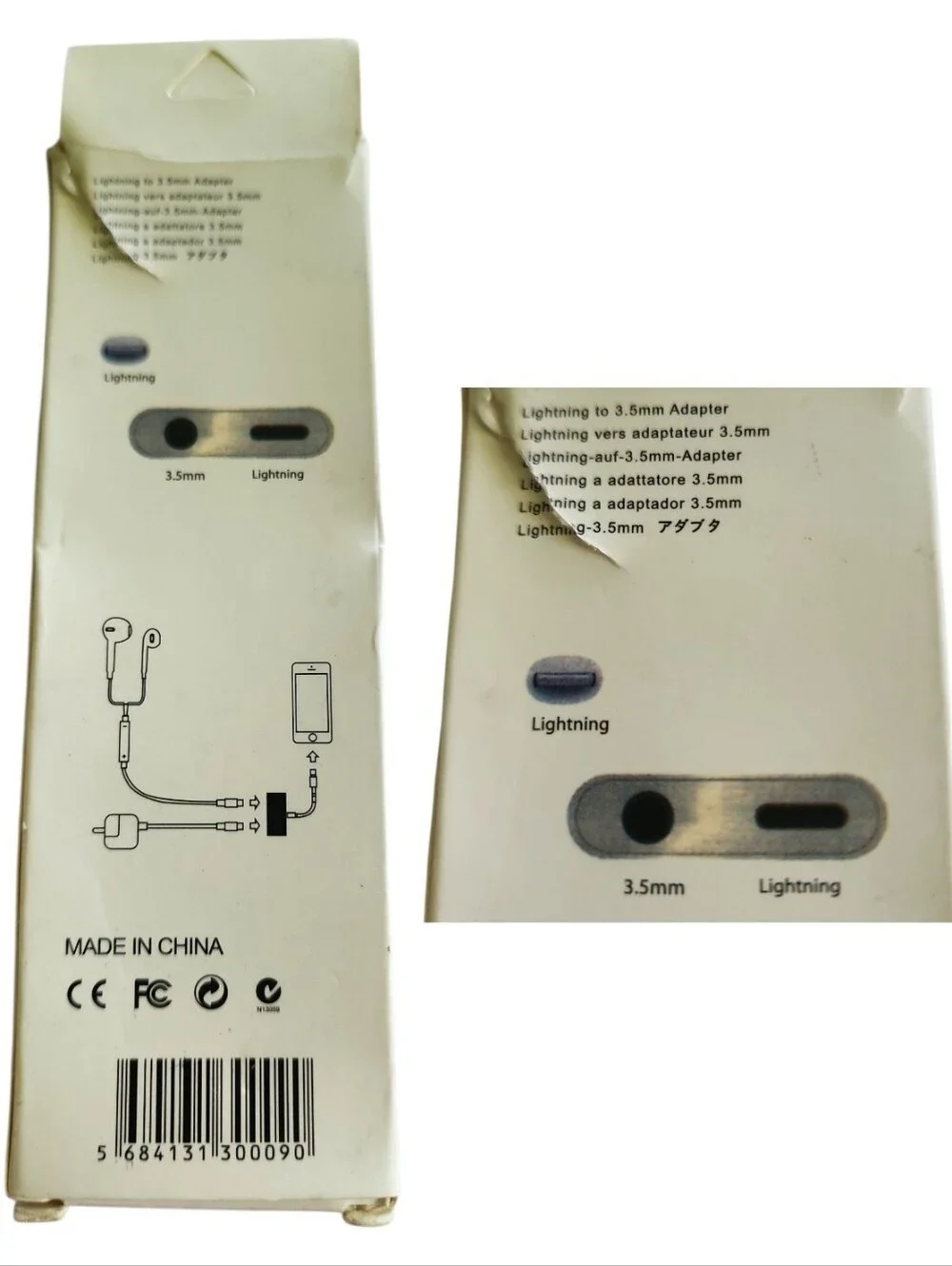 2 IN 1 Headphone Adapter Jack Lightning to 3.5mm AUX Cord Splitter for iPhone